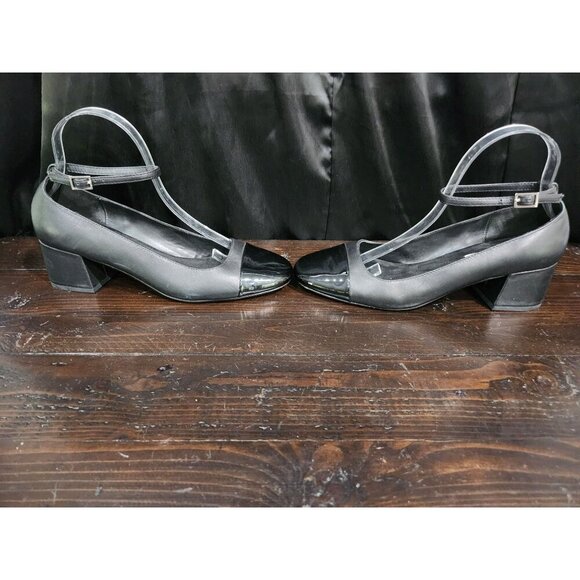 NEW Steve Madden Eli Black Leather Ankle-Strap Block-Heel Pumps/Sz. 8.5M - Picture 5 of 10